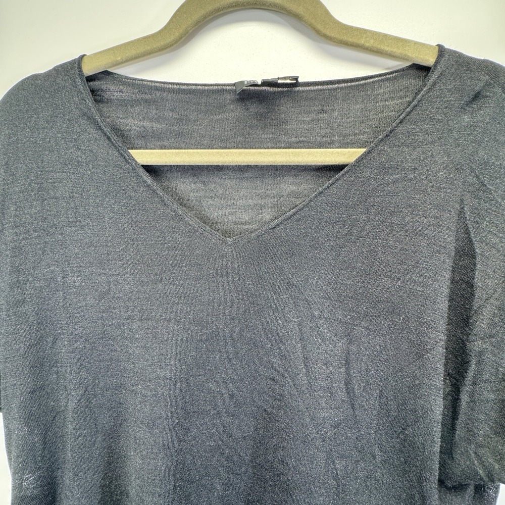 Eileen Fisher‎ Silk Georgette VNeck SizeS Black Sheer Whimsigoth Grunge - Picture 8 of 15